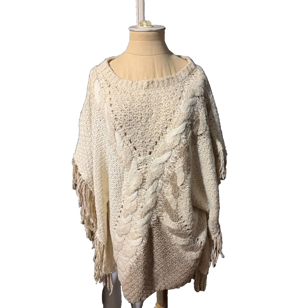 Inc international Concepts Boho Cottagecore Miminalist Western Beige Poncho M